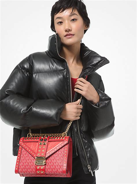michael michael kors quilted faux leather puffer jacket